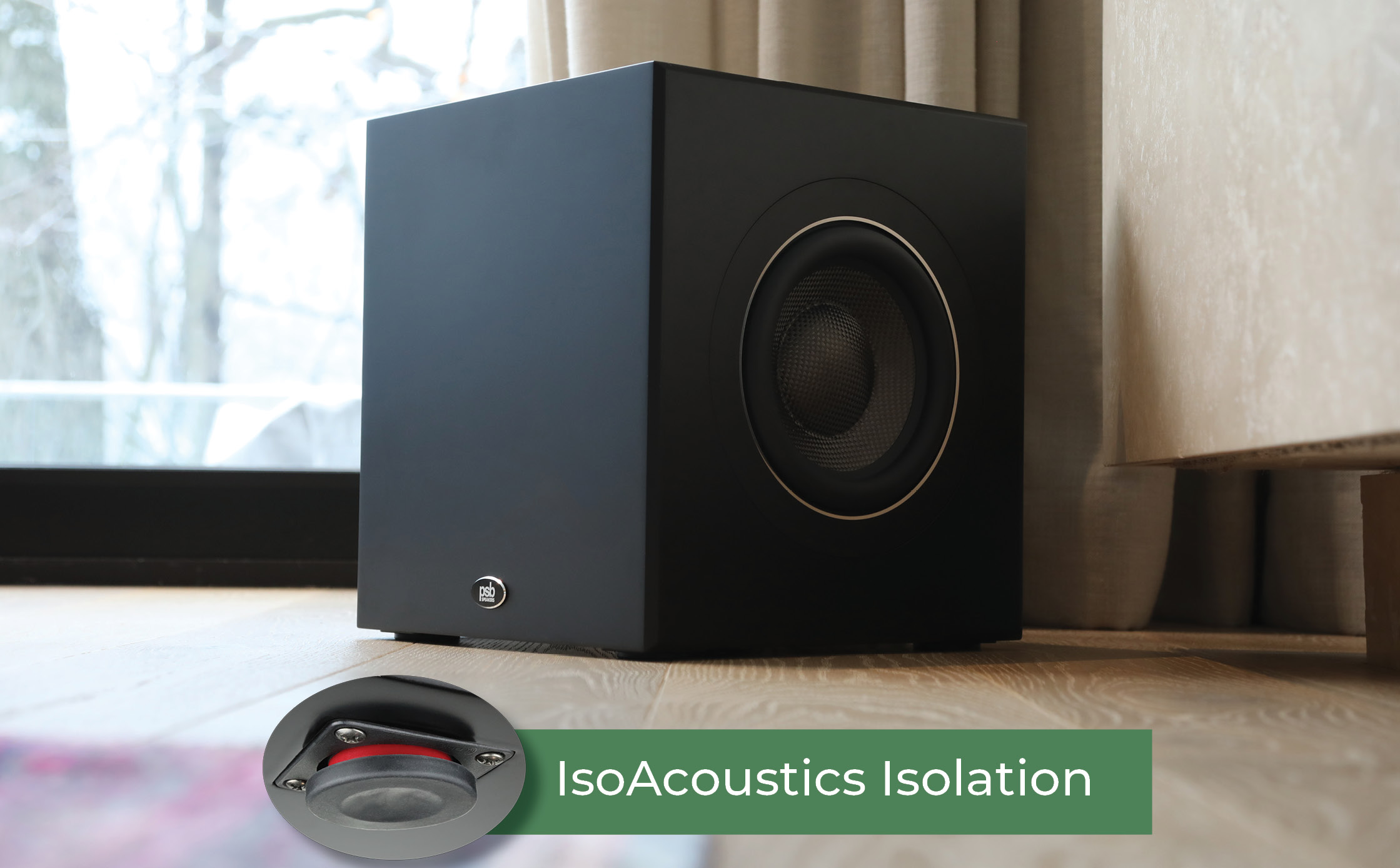 PSB SubSeries BP8 Powered Subwoofer isoacoustics